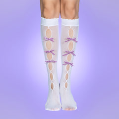 Hollow Bowknot Calf Socks for Women