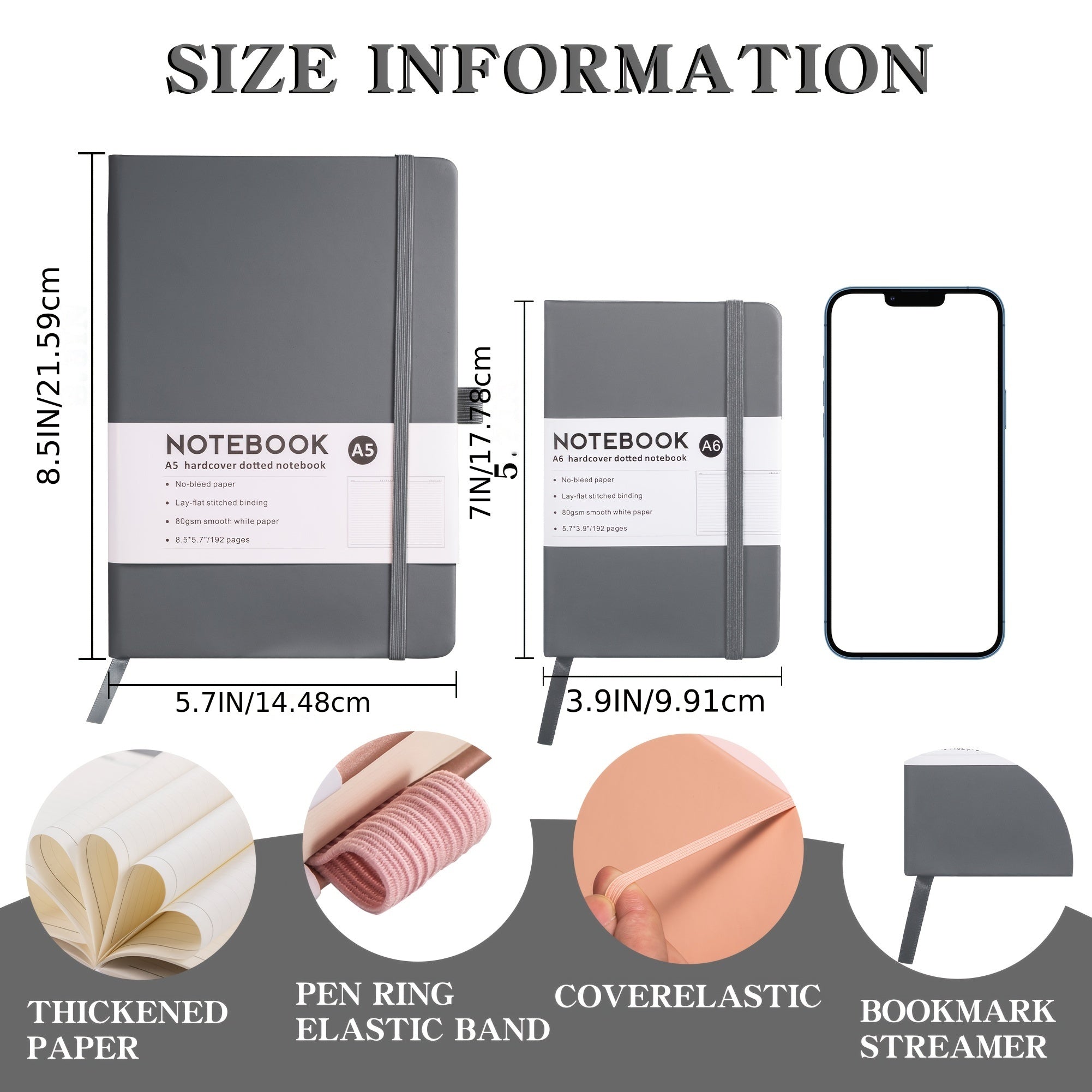 Gray A5 A6 Strap Book Notebook Business Notepad Small Book Portable Book Notepad
