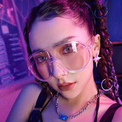 Y2K Clear Frame Oversized Sunglasses UV400