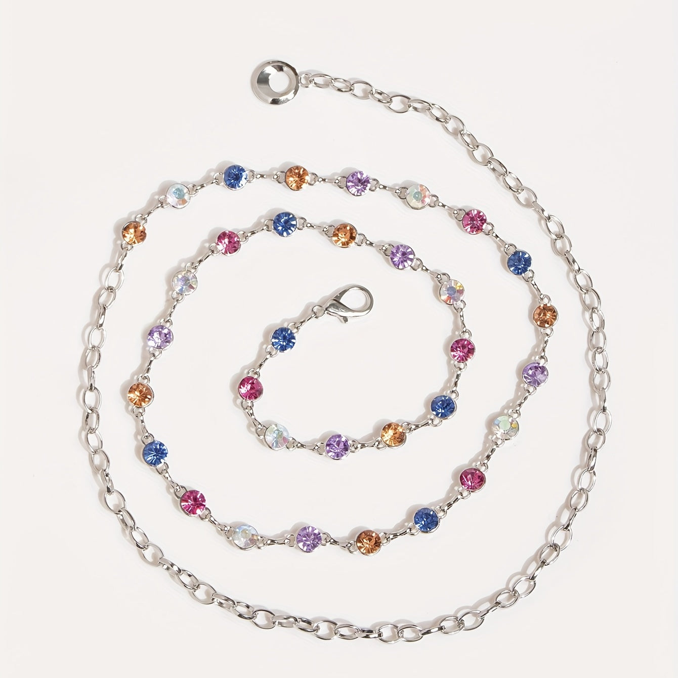 Colorful Crystal Waist Chain Silvery Metal Belly Chain Body Jewelry