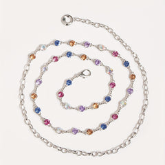 Colorful Crystal Waist Chain Silvery Metal Belly Chain Body Jewelry