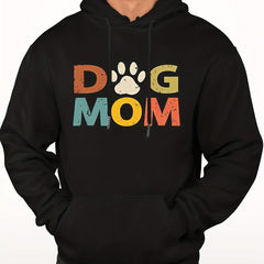 DOG MOM Print Hoodie Men's Graphic Pullover Hooded Sweatshirt