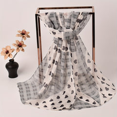 Plaid Heart Chiffon Scarf Thin Shawl for Sun Protection