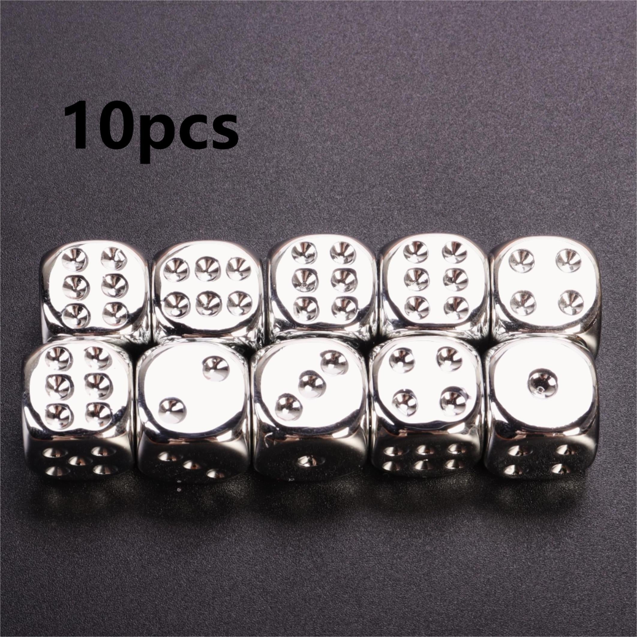 10pcs Metal Acrylic Dice for Family Entertainment Game