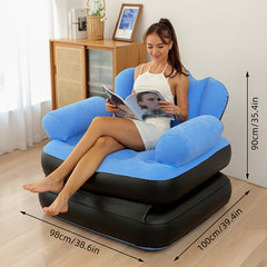 Inflatable Sofa PVC Flocking Sofa Folding Easy Inflatable Comfortable Portable