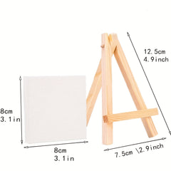 3pcs Mini Canvas Easel Set 7.62x7.62cm Stretched Blank Panels for Painting