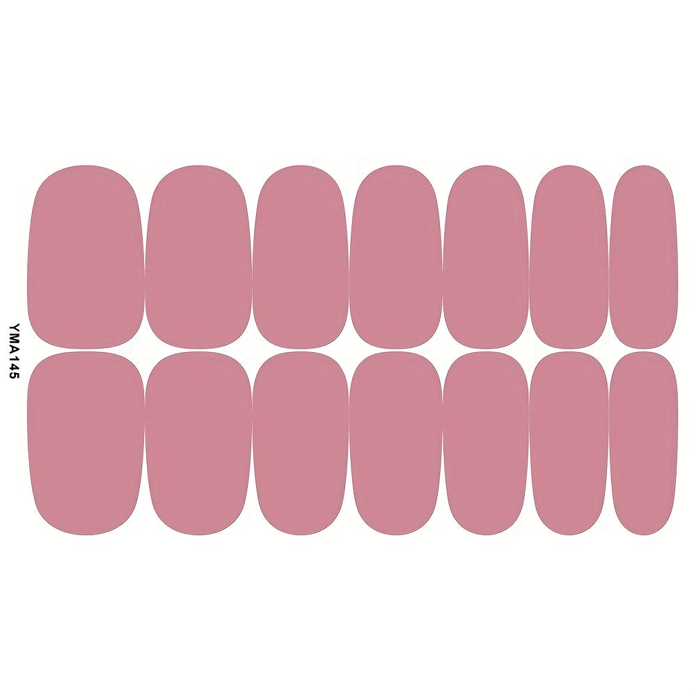 Solid Nail Polish Sticker Full Wrap Nail Strips - 14 Sheets