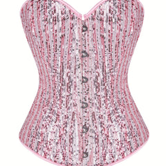 Sequin Strapless Corset Bustier Tummy Control Lace Up Slimmer Body Shaper
