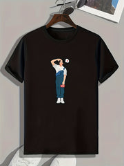 Handsome Boy Print Men's Graphic T shirt Casual Comfy Tees