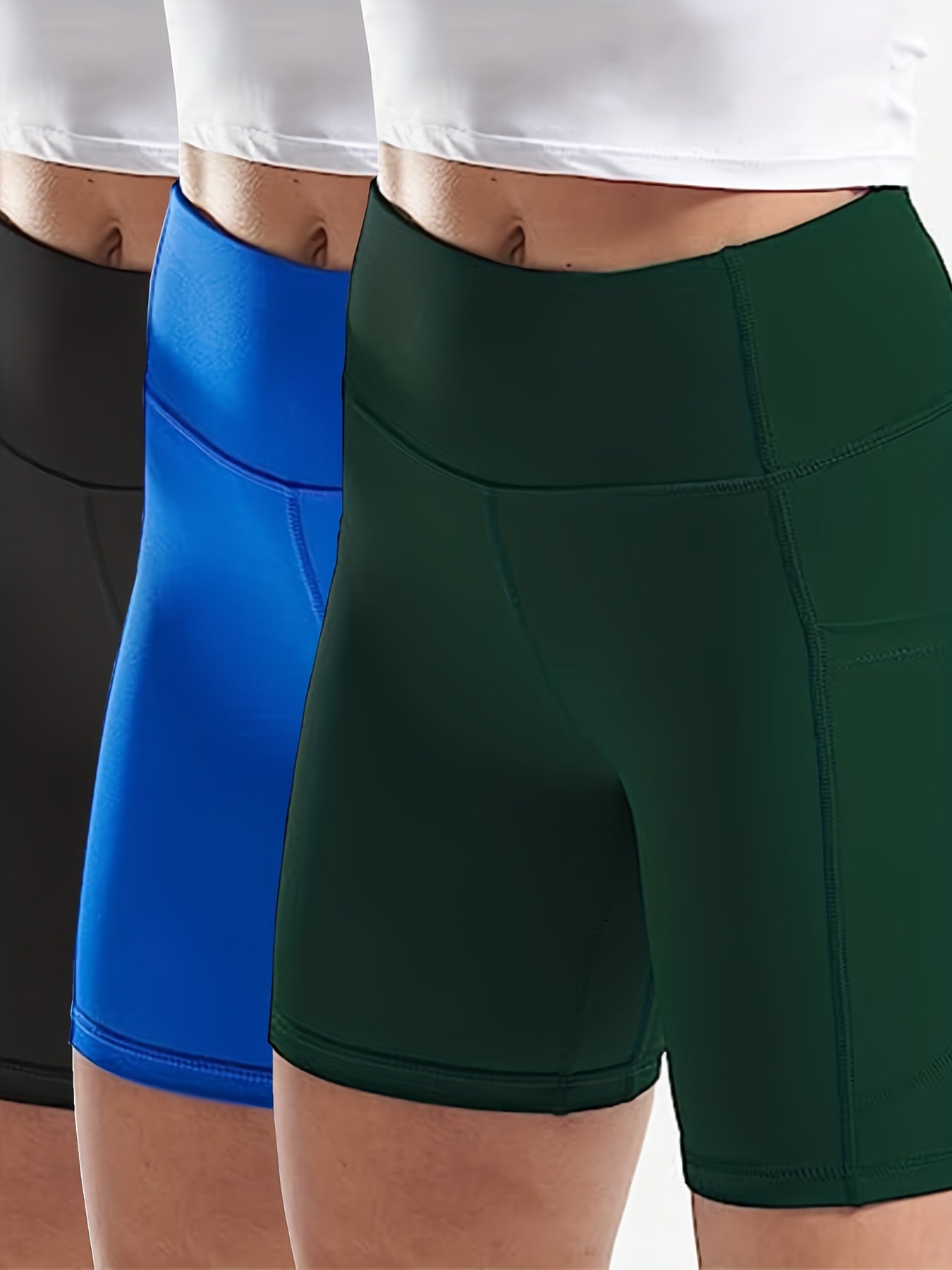 Sports Shorts High Rise Elastic Biker Shorts With Pockets