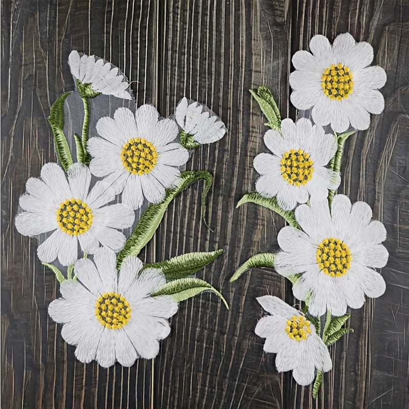 Embroidered Applique Daisy Patches Sewing Large Small Chrysanthemum Patch