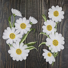 Embroidered Applique Daisy Patches Sewing Large Small Chrysanthemum Patch