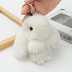 Cartoon Rabbit Doll Keychain Plush Animal Key Ring Purse Bag Backpack Car Charm