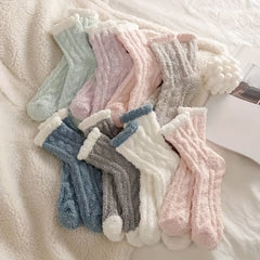 8 Pairs Fuzzy Floor Socks Comfy & Warm Mid Tube Socks Women's