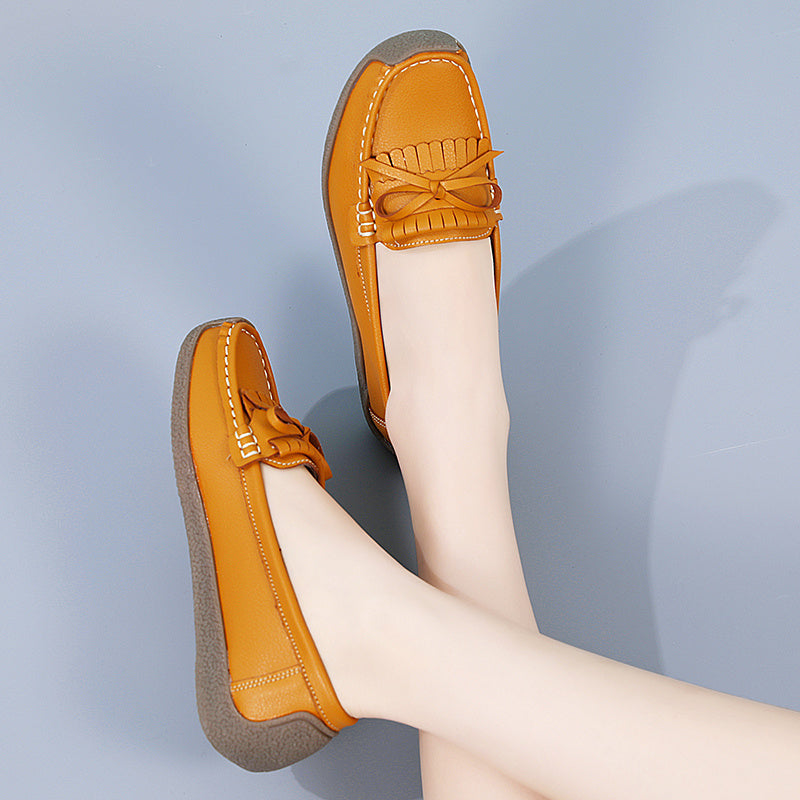 Women's Bowknot Flat Loafers Solid Slip On Moccasins