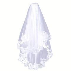 Wedding Veil With Comb Bride Costume Veil Layers Lace Edge Veil