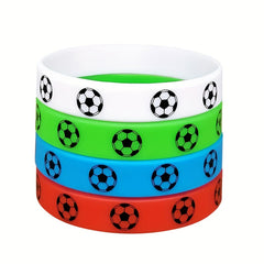 4 Pcs Soccer Motivational Rubber Wristbands - Multicolored Soccer Party