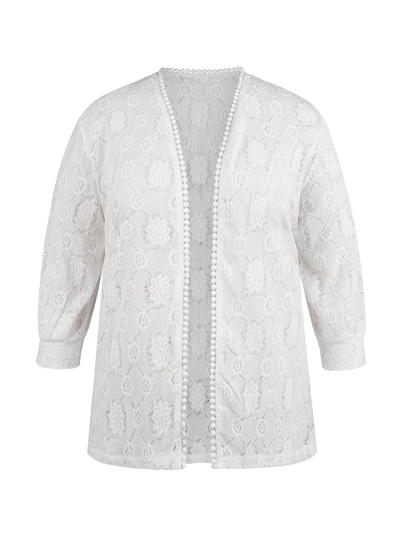 Lace Half Sleeve Open Front Cardigan
