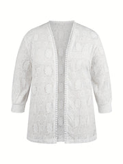 Lace Half Sleeve Open Front Cardigan