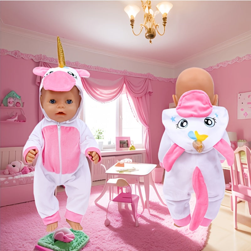 Pink Unicorn Onesie for 17-18 Inch Dolls - Fits 43 Dolls