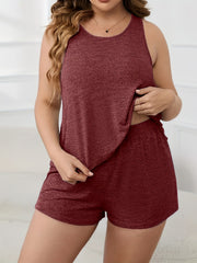 Plus Size Sexy Loungewear Set Women's Plus Tank Top & Shorts Pajamas