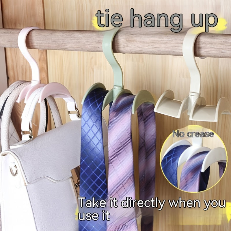 Rotatable Bag Storage Rack Hook Tie Holder Clothes Belt Organizer