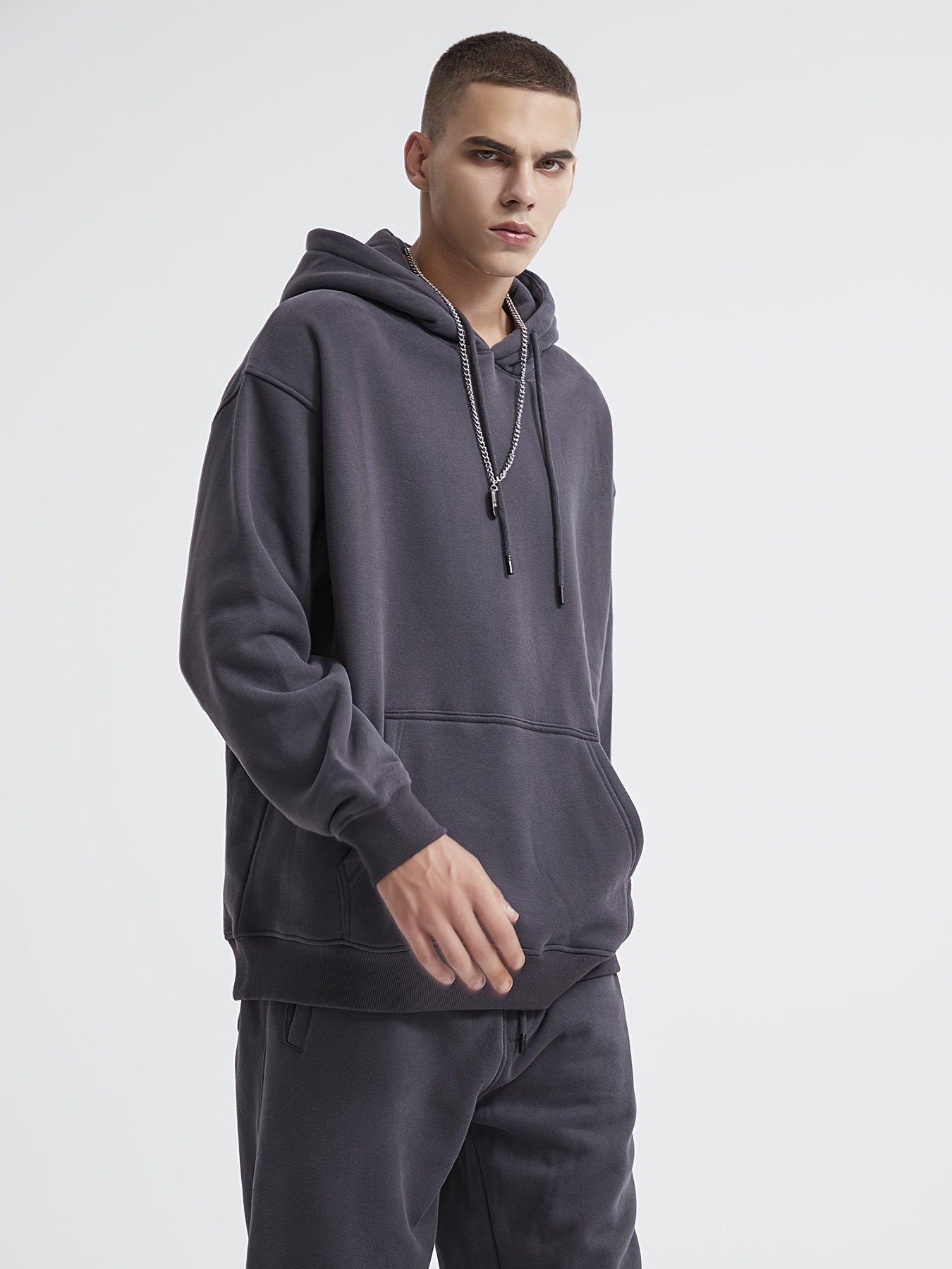 MINIPIGGY Men's Dark Gray Sports Hoodie with Pocket