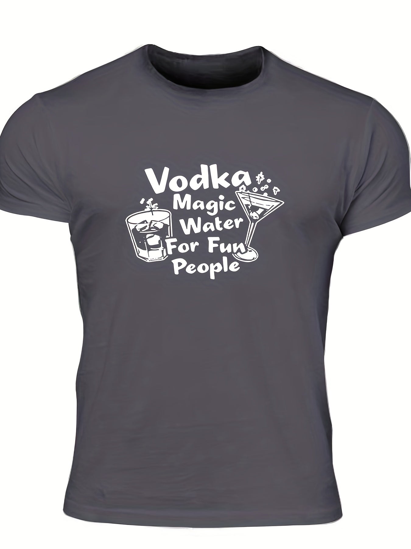 Vodka Magic Water For Fun People Men's Letter Print T shirt