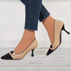 Pearl Decor Cap Toe Stiletto Heels