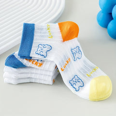 Kids Summer Breathable Cartoon Bear Socks (5 Pairs)