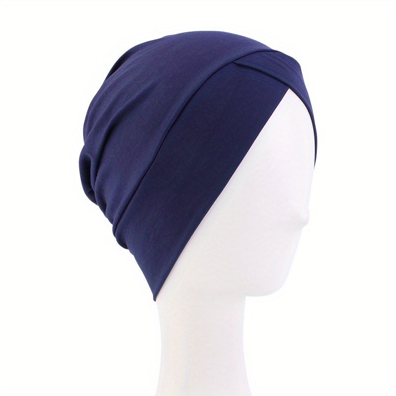 Forehead Cross Turban Cap Inner Solid Head Wrap Bandana