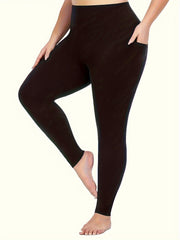 Sports Leggings Women's Plus Solid Wide Waistband Soft Gym Yoga Leggin