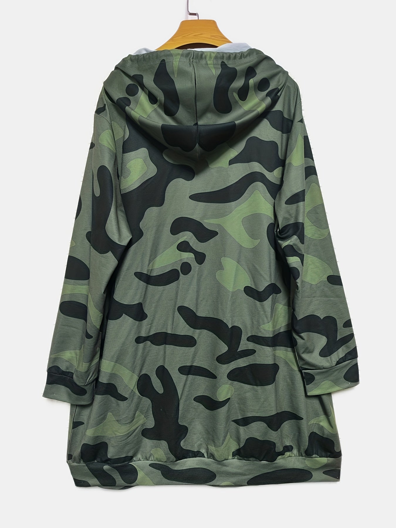 Camo & Skull Print Long Sleeve Hoodie Dress