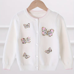 Girls' Sequin Butterfly Cardigan Sweater for Fall Winter