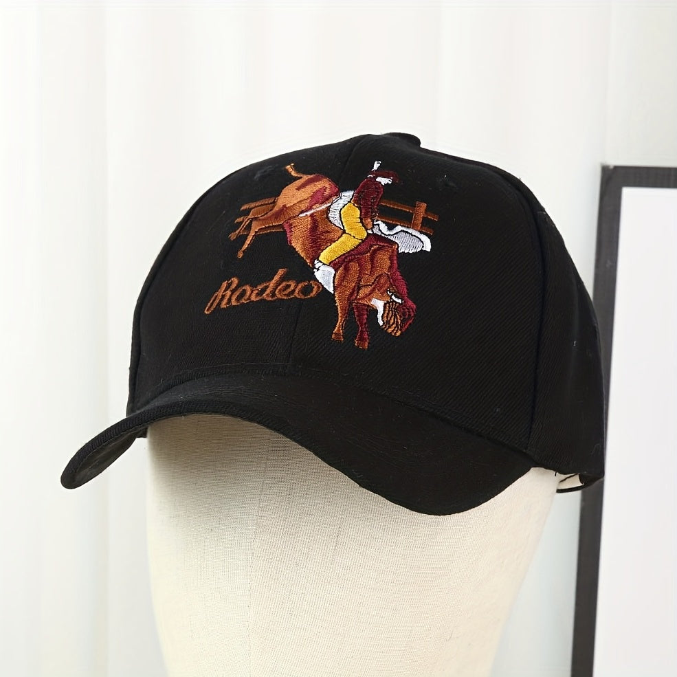 Adjustable Baseball Cap with Rodeo Embroidery - Outdoor Sunshade Hat