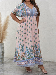 Boho Dress Women's Plus Colorblock Floral Print Maxi