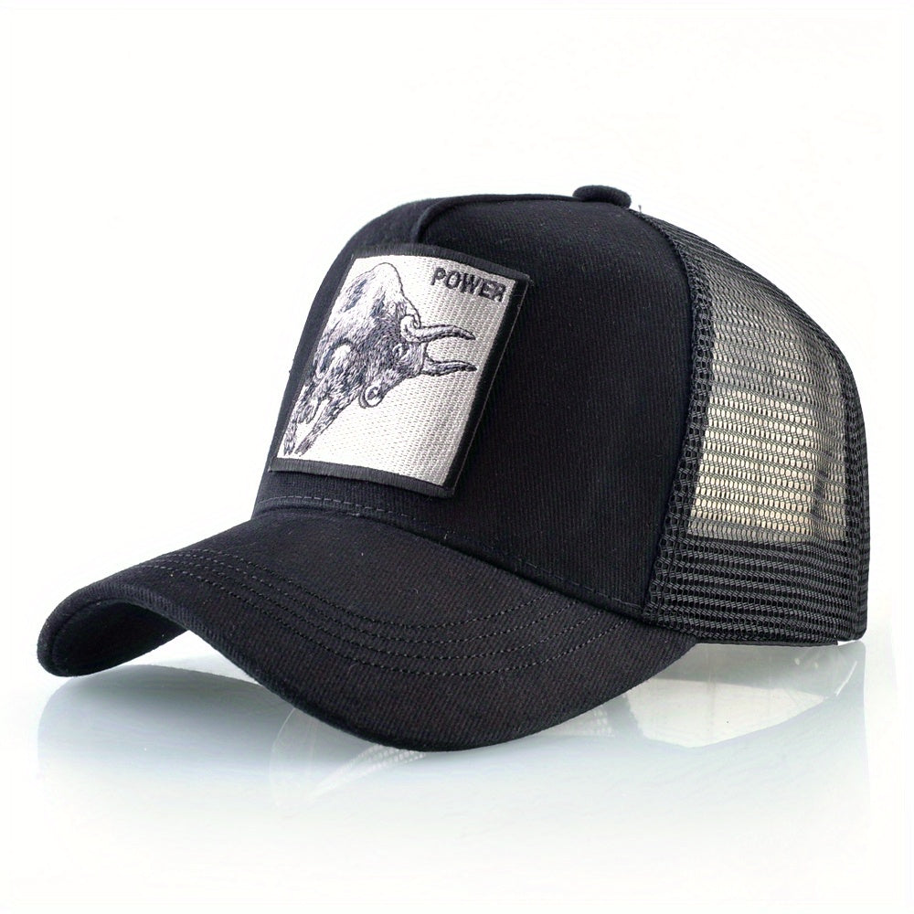 Embroidered Bull Baseball Cap for Men