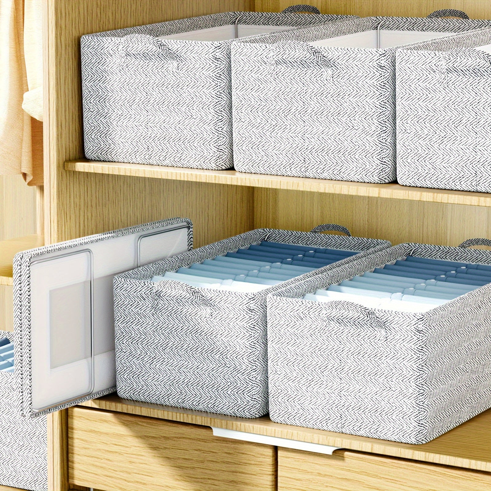 Large Capacity Storage Basket with High Handle Non-woven Fabric Storage Box
