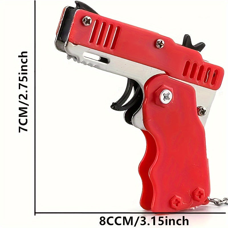 Mini Metal Rubber Band Launcher Toy with Keychain