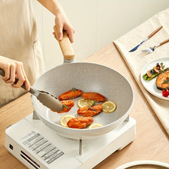 Non Stick Wok Pan 11.8 inch Glass Lid Heat Resistant Handle Induction Ready
