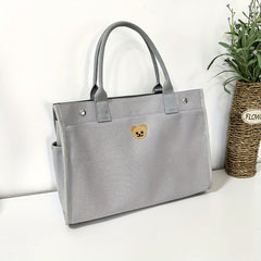 Bear Embroidered Canvas Parent Bag Nylon Tote for Moms