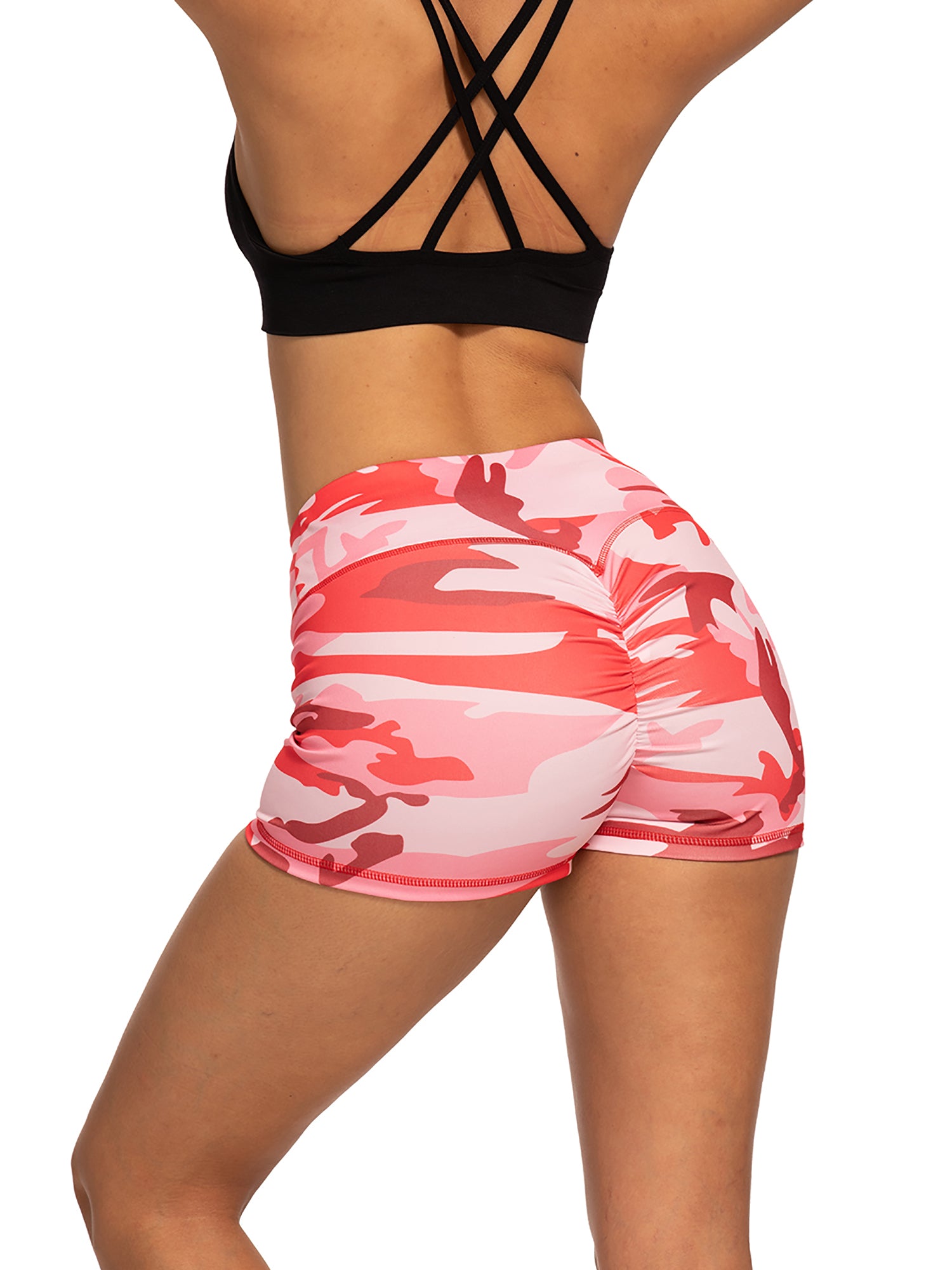 Women's Camo Pattern Running Yoga Gym Shorts