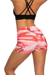 Women's Camo Pattern Running Yoga Gym Shorts