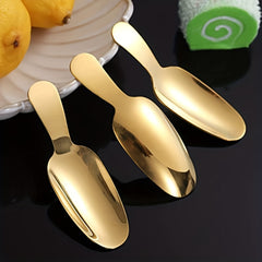 2pcs Stainless Steel Dessert Spoon Set Short Handle Coffee Scoop Mini Tea Spoons
