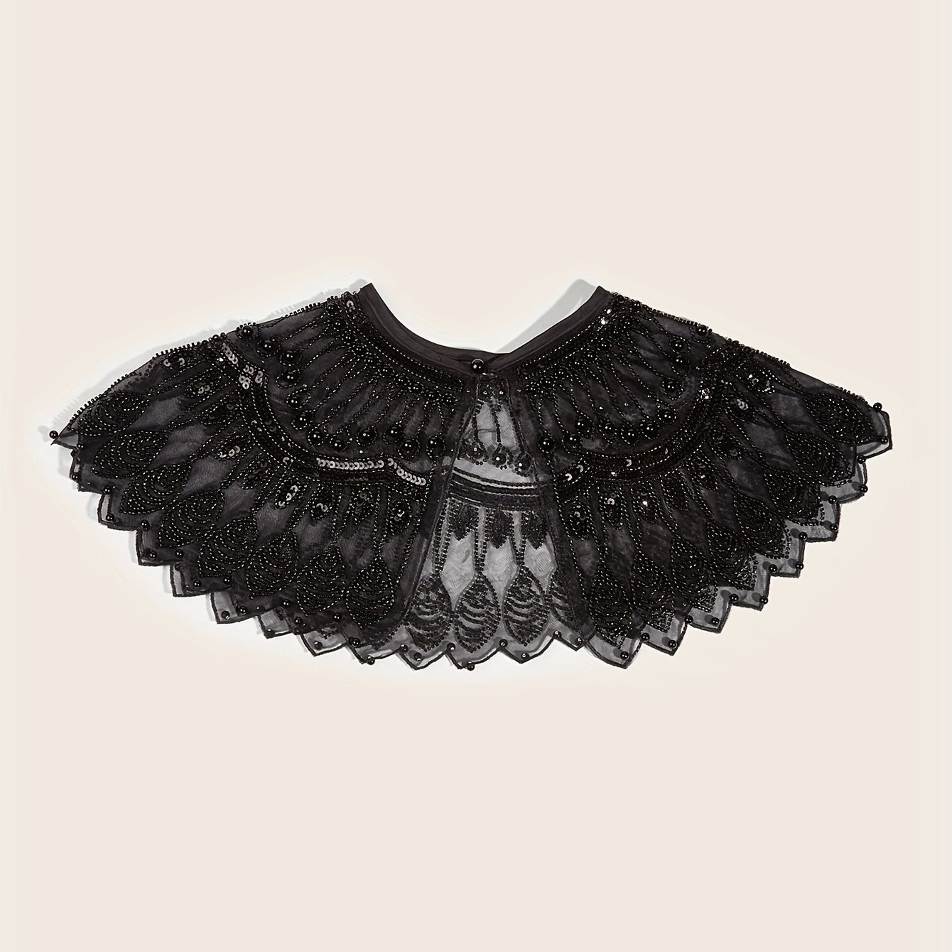 2 Layer Mesh Pearl Thin Shawl Dress Decorative Shawl For Women