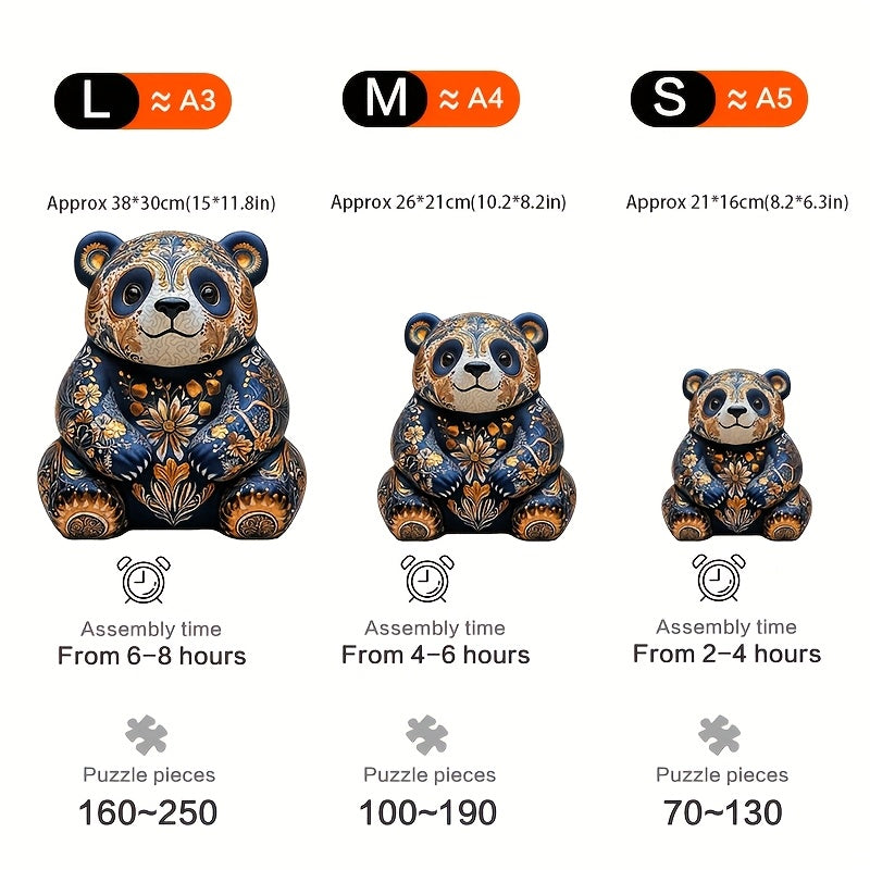 Unique Ceramic Panda Wooden Jigsaw Puzzle High Difficulty Brain Teaser