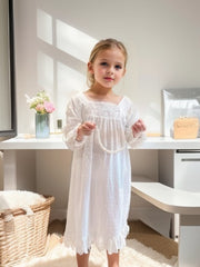 Girls Ruffle Trim Princess Dress Pajamas Kids Nightdress