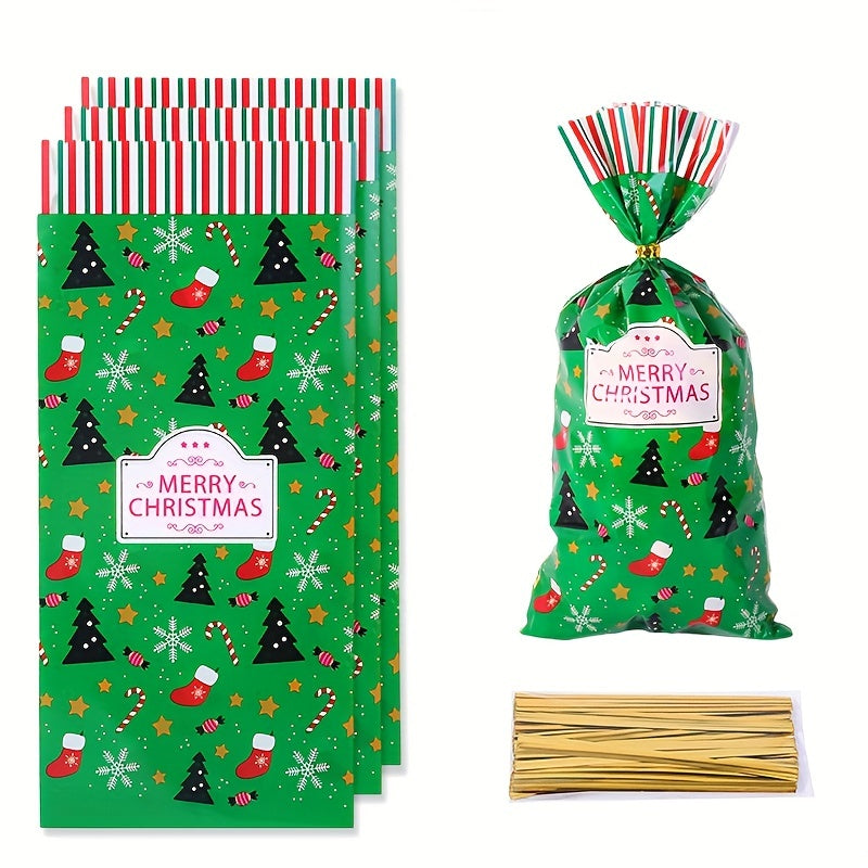 50pcs Christmas Candy OPP Packaging Bag Santa Claus Snowflake Gift Bag