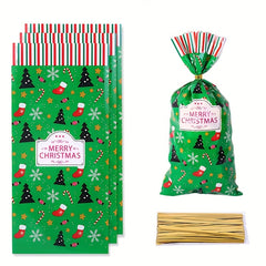 50pcs Christmas Candy OPP Packaging Bag Santa Claus Snowflake Gift Bag