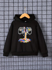 Boys Gamepad Print Hooded Sweatshirt for Spring Fall